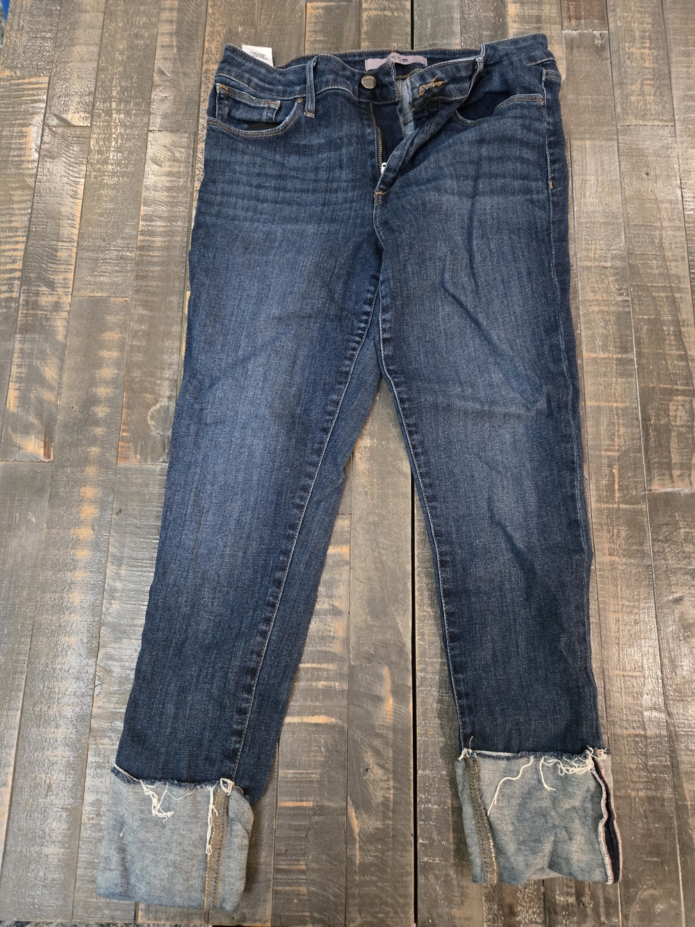 Joe's Jeans Dark Blue Cuffed Cropped Straight Jeans